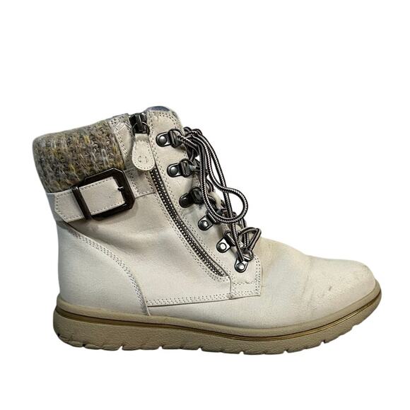 CLIFFS BY WHITE MOUNTAIN Women's Hearty Combat Boot Size 9M In Winter White - Picture 1 of 7